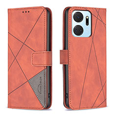 Funda de Cuero Cartera con Soporte Carcasa B08F para Huawei Honor X7a Naranja