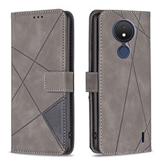 Funda de Cuero Cartera con Soporte Carcasa B08F para Nokia C21 Gris