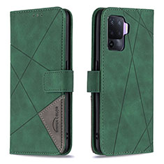 Funda de Cuero Cartera con Soporte Carcasa B08F para Oppo F19 Pro Verde