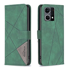 Funda de Cuero Cartera con Soporte Carcasa B08F para Oppo Reno7 4G Verde