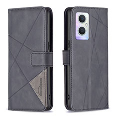 Funda de Cuero Cartera con Soporte Carcasa B08F para Oppo Reno7 Z 5G Negro