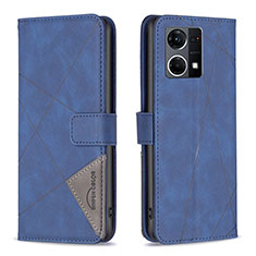 Funda de Cuero Cartera con Soporte Carcasa B08F para Oppo Reno8 4G Azul