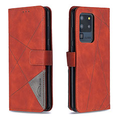 Funda de Cuero Cartera con Soporte Carcasa B08F para Samsung Galaxy S20 Ultra 5G Naranja