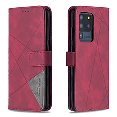 Funda de Cuero Cartera con Soporte Carcasa B08F para Samsung Galaxy S20 Ultra 5G Rojo