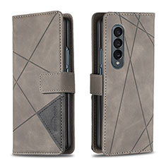 Funda de Cuero Cartera con Soporte Carcasa B08F para Samsung Galaxy Z Fold3 5G Gris