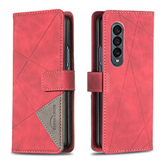 Funda de Cuero Cartera con Soporte Carcasa B08F para Samsung Galaxy Z Fold3 5G Rojo