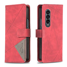 Funda de Cuero Cartera con Soporte Carcasa B08F para Samsung Galaxy Z Fold4 5G Rojo