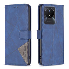 Funda de Cuero Cartera con Soporte Carcasa B08F para Vivo Y02A Azul