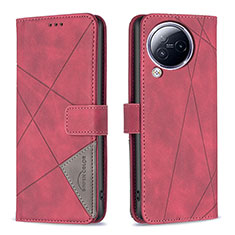 Funda de Cuero Cartera con Soporte Carcasa B08F para Xiaomi Civi 3 5G Rojo