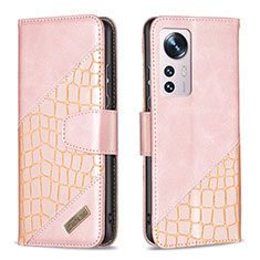 Funda de Cuero Cartera con Soporte Carcasa B08F para Xiaomi Mi 12S Pro 5G Rosa