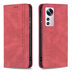 Funda de Cuero Cartera con Soporte Carcasa B09F para Xiaomi Mi 12 Pro 5G Rojo