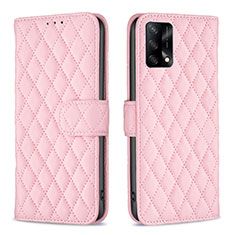 Funda de Cuero Cartera con Soporte Carcasa B11F para Oppo A95 4G Oro Rosa