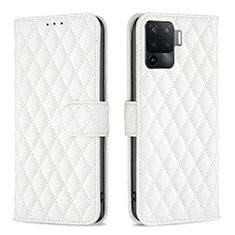 Funda de Cuero Cartera con Soporte Carcasa B11F para Oppo F19 Pro Blanco