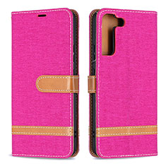 Funda de Cuero Cartera con Soporte Carcasa B11F para Samsung Galaxy S21 5G Rosa Roja