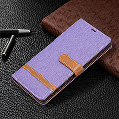 Funda de Cuero Cartera con Soporte Carcasa B11F para Samsung Galaxy S21 Ultra 5G Purpura Claro