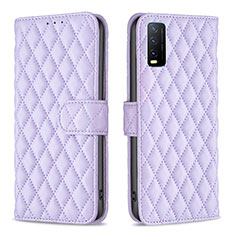 Funda de Cuero Cartera con Soporte Carcasa B11F para Vivo Y12s Morado