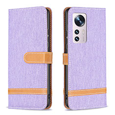 Funda de Cuero Cartera con Soporte Carcasa B11F para Xiaomi Mi 12S 5G Purpura Claro