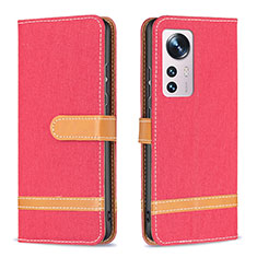 Funda de Cuero Cartera con Soporte Carcasa B11F para Xiaomi Mi 12S 5G Rojo