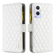 Funda de Cuero Cartera con Soporte Carcasa B12F para Oppo Reno8 Z 5G Blanco