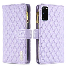 Funda de Cuero Cartera con Soporte Carcasa B12F para Samsung Galaxy S20 5G Morado