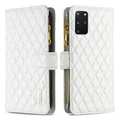 Funda de Cuero Cartera con Soporte Carcasa B12F para Samsung Galaxy S20 Plus 5G Blanco