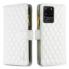 Funda de Cuero Cartera con Soporte Carcasa B12F para Samsung Galaxy S20 Ultra Blanco