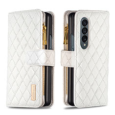 Funda de Cuero Cartera con Soporte Carcasa B12F para Samsung Galaxy Z Fold3 5G Blanco