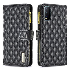 Funda de Cuero Cartera con Soporte Carcasa B12F para Vivo Y11s Negro