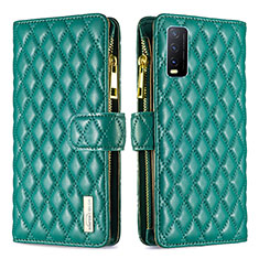 Funda de Cuero Cartera con Soporte Carcasa B12F para Vivo Y12s Verde