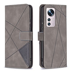 Funda de Cuero Cartera con Soporte Carcasa B12F para Xiaomi Mi 12 5G Gris