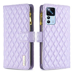 Funda de Cuero Cartera con Soporte Carcasa B12F para Xiaomi Mi 12T 5G Morado