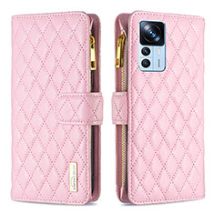 Funda de Cuero Cartera con Soporte Carcasa B12F para Xiaomi Mi 12T 5G Oro Rosa