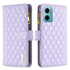 Funda de Cuero Cartera con Soporte Carcasa B12F para Xiaomi Redmi Note 11E 5G Morado