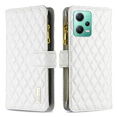 Funda de Cuero Cartera con Soporte Carcasa B12F para Xiaomi Redmi Note 12 5G Blanco