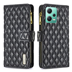 Funda de Cuero Cartera con Soporte Carcasa B12F para Xiaomi Redmi Note 12 5G Negro