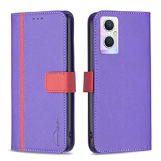 Funda de Cuero Cartera con Soporte Carcasa B13F para OnePlus Nord N20 5G Morado