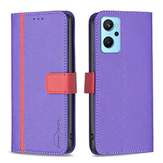 Funda de Cuero Cartera con Soporte Carcasa B13F para Oppo A96 4G Morado