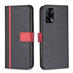 Funda de Cuero Cartera con Soporte Carcasa B13F para Oppo F19 Negro