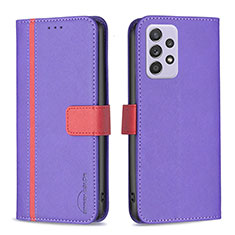 Funda de Cuero Cartera con Soporte Carcasa B13F para Samsung Galaxy A52s 5G Morado