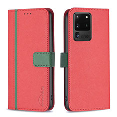 Funda de Cuero Cartera con Soporte Carcasa B13F para Samsung Galaxy S20 Ultra Rojo