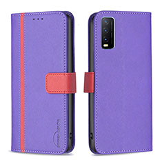 Funda de Cuero Cartera con Soporte Carcasa B13F para Vivo Y20 Morado