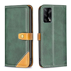 Funda de Cuero Cartera con Soporte Carcasa B14F para Oppo A95 4G Verde