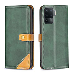 Funda de Cuero Cartera con Soporte Carcasa B14F para Oppo F19 Pro Verde