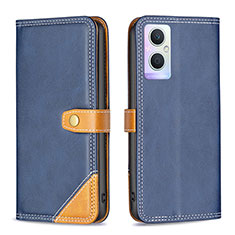 Funda de Cuero Cartera con Soporte Carcasa B14F para Oppo F21s Pro 5G Azul