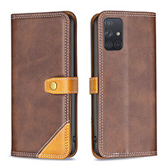 Funda de Cuero Cartera con Soporte Carcasa B14F para Samsung Galaxy A71 5G Marron