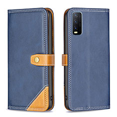 Funda de Cuero Cartera con Soporte Carcasa B14F para Vivo Y12s Azul