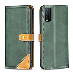 Funda de Cuero Cartera con Soporte Carcasa B14F para Vivo Y12s Verde