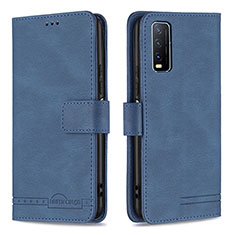 Funda de Cuero Cartera con Soporte Carcasa B15F para Vivo Y20s Azul