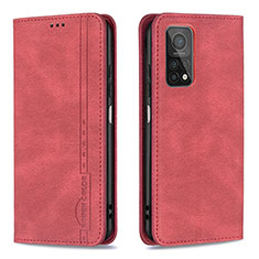 Funda de Cuero Cartera con Soporte Carcasa B15F para Xiaomi Mi 10T 5G Rojo
