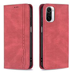 Funda de Cuero Cartera con Soporte Carcasa B15F para Xiaomi Mi 11i 5G Rojo